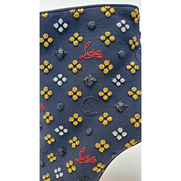 Christian Louboutin LOGO CL So Kate  Heels Black Embroidered Ankle Boots EU 38.5 - Picture 7 of 10